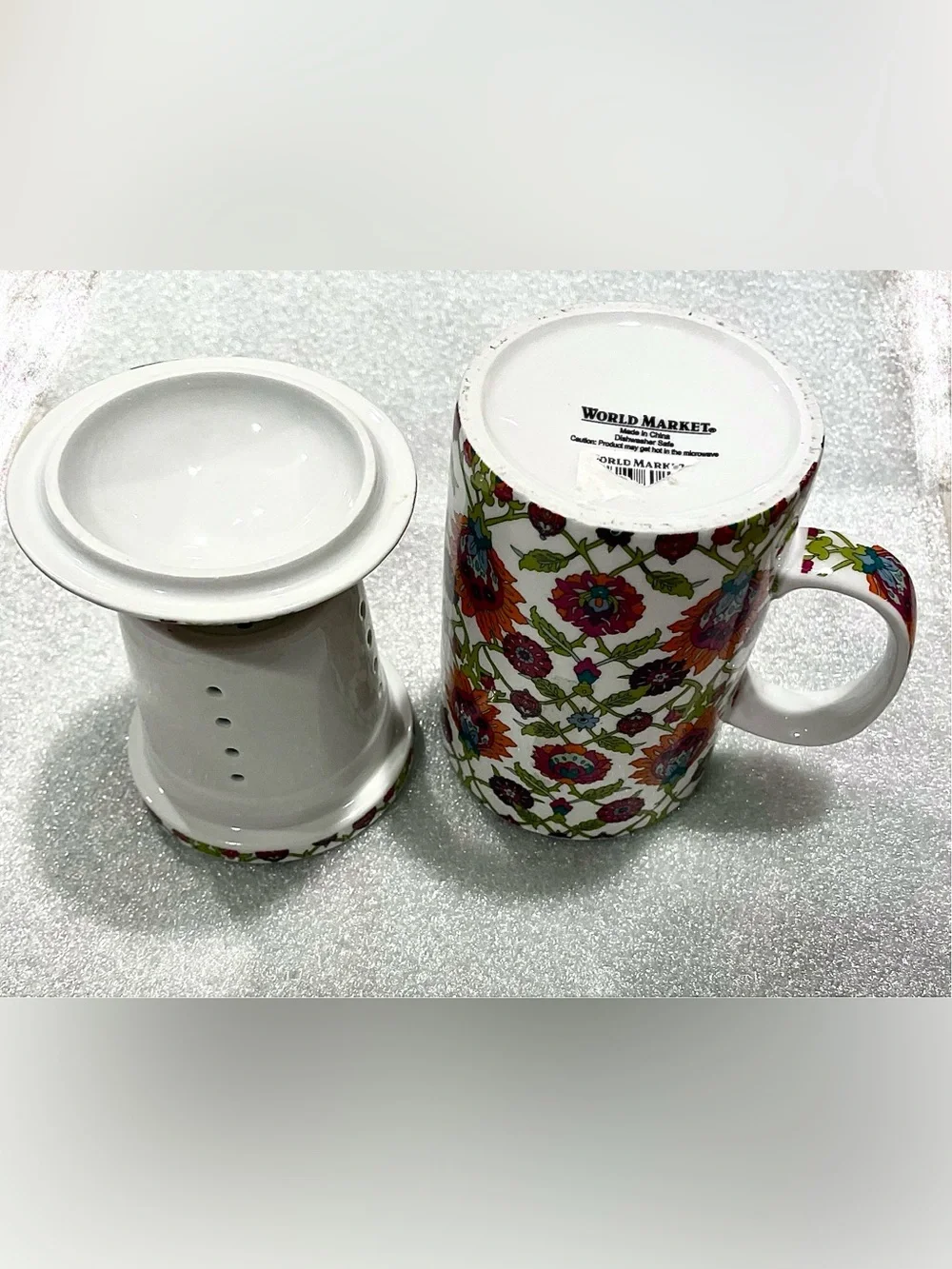 3-pc World Market Teacup, Loose-Leaf Infuser, and Lid 6” Combo | 12 oz. | Boho